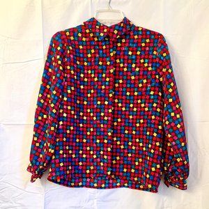 Vintage 1980s Colorful Print Blouse